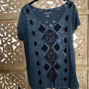 Lucky Brand embroidered top, Large
